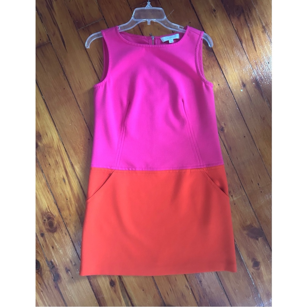 Ann Taylor Loft_Pink/Orange Sleeveless Stretch Dress_Size 2